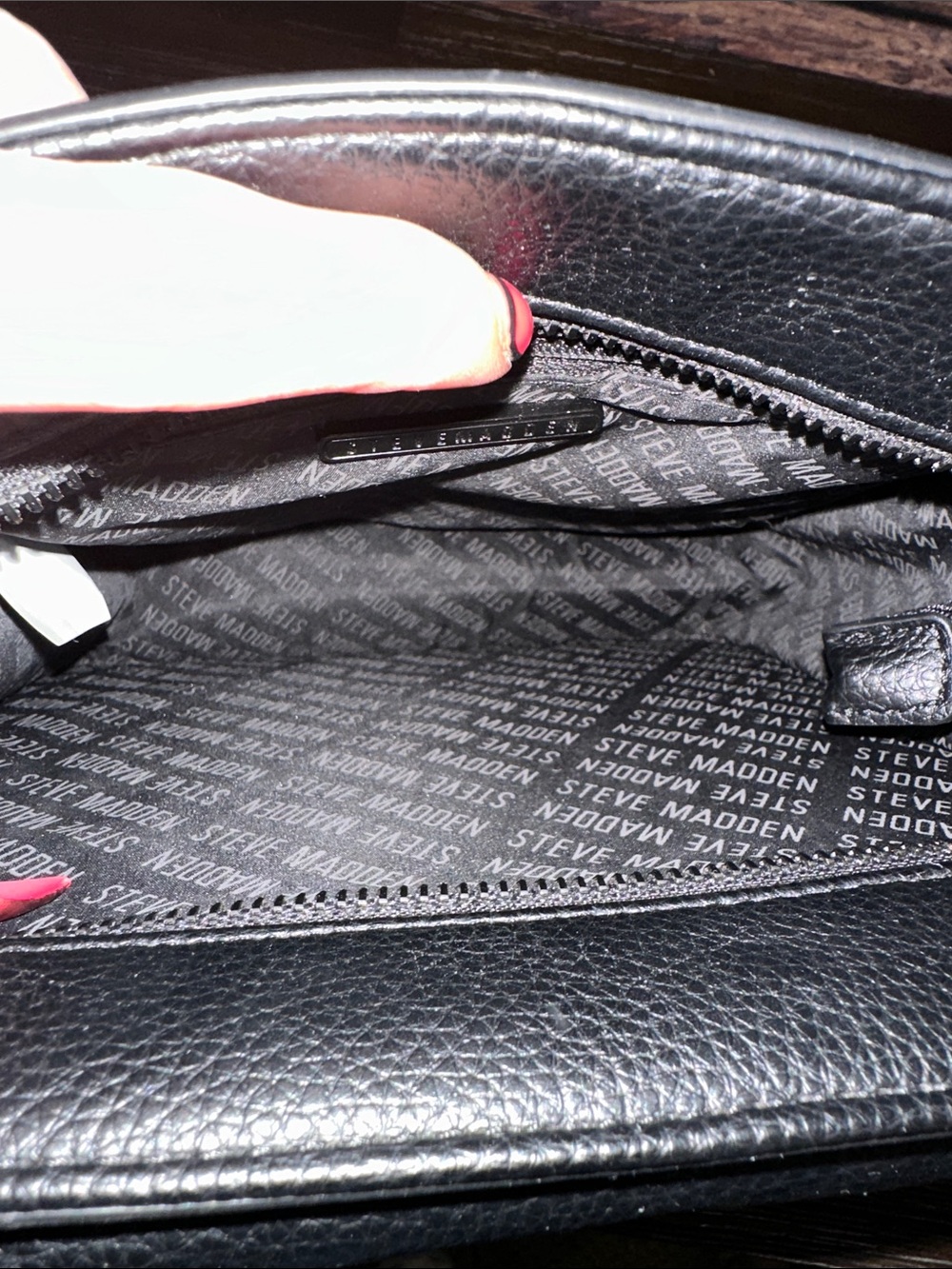 Steve Madden Bmezza Black Pebbled Crossbody with Multicolor Logo Strap - Picture 8 of 8